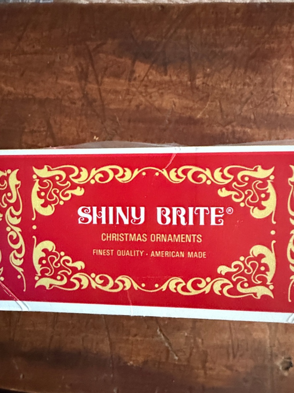 Set of 6 Vintage Shiny Brite Stencil Glitter Glass Christmas Ornaments in Box - Picture 3 of 10